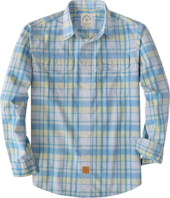 Plaid Shirt Long Sleeve Regular Fit Button Down Work Shirts with 2 Pocket Soft Lightweight Everyday Wear