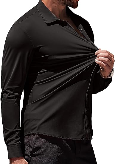 Muscle Fit Dress Shirts Wrinkle-Free Long Sleeve Casual Button Down Shirts